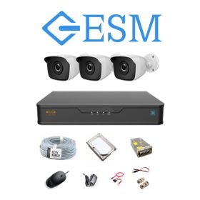 ESM 5 MP 1080P Full HD 3'lü Full Set Güvenlik Kamera Sistemi